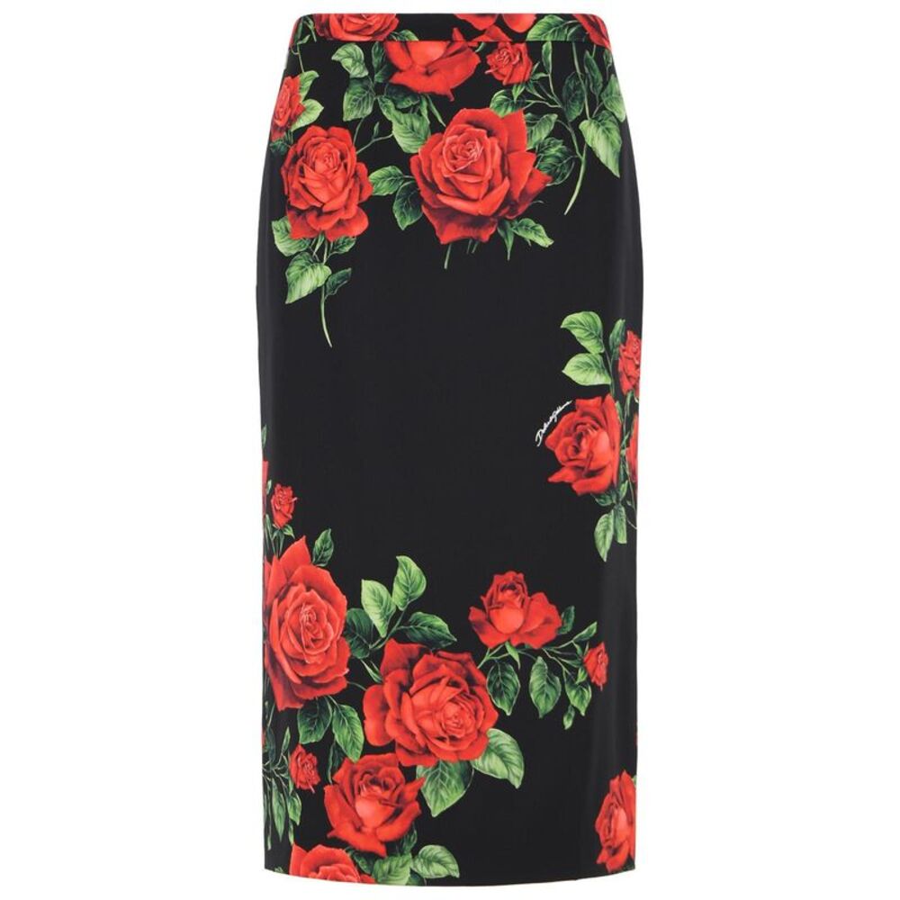 Dolce & Gabbana 'Rose' Black Silk Skirt Women